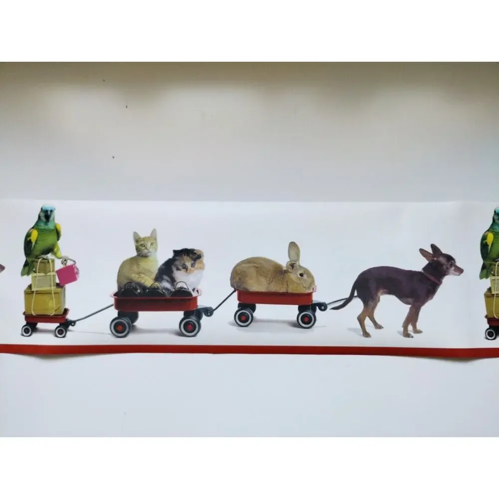 Taylor Wallcovering Pre-pasted Decorative Wall Border - Animal Train - 5 yds